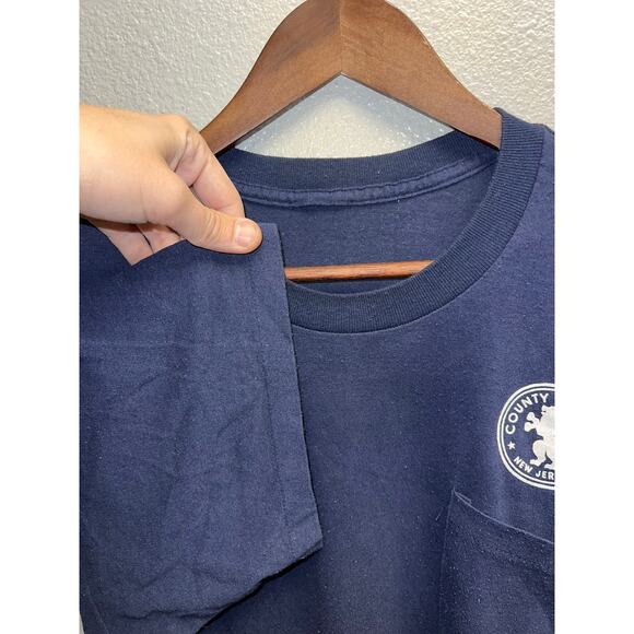 Vintage New Jersey Shirt County Of Essex Blue Pocket Tee 90s 1990s Medium - Picture 5 of 8